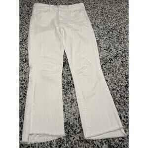 Mother The Insider Crop Step Fray Jean Fairest of Them All White Coastal Sz 28